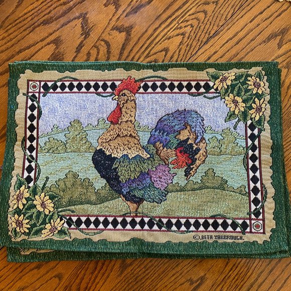 Beth Yarbrough 19" x 13" Woven Turkey Tapestry Placemats NWOT Set of 4 - Picture 6 of 7